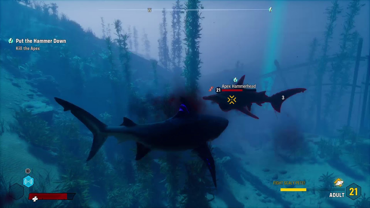 Maneater: Adult shark vs Apex Hammerhead shark
