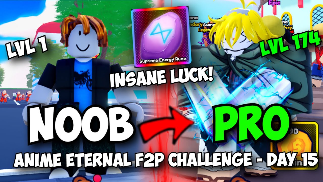Noob to Pro in Anime Eternal with ZERO ROBUX! (Day 15)