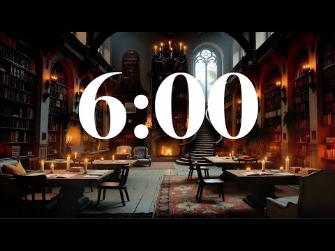 6 Minute Focus Timer – Read & Study in a Cozy Castle Library with Fireplace & Calm Classical Music
