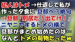 ベランダに吊るされた鳥避けのＣＤ、私「ん…絶句」大事にしてた輸入廃盤ＣＤだった。犯人はトメ！→仕返しに作った夕食を見て夫が絶句「別居だ！出てけ！」とブチ切れ→ニヤニヤするトメの横で、旦那がま