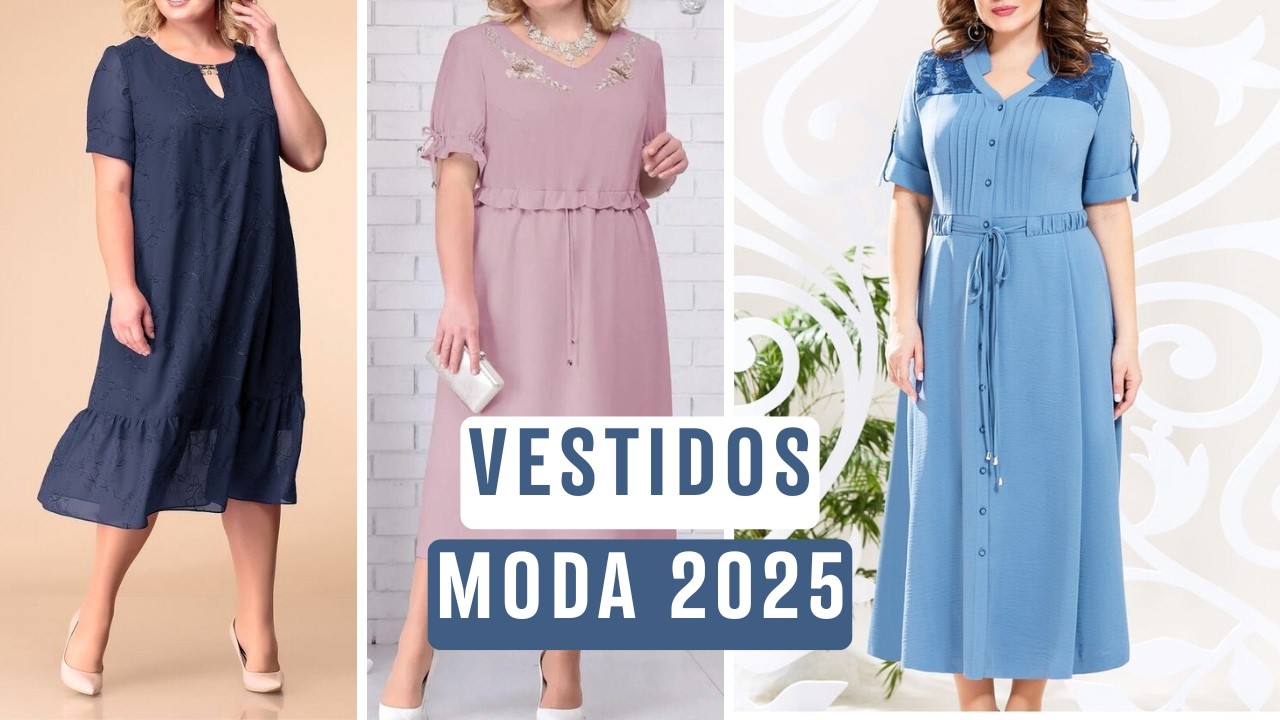 VESTIDOS MODERNOS para SENHORAS de 50, 60, 70, 80 anos   MODA 2025