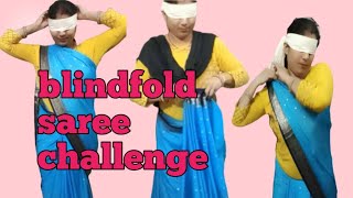 Blindfold saree draping challenge - In just 5 mins || blind fold challenge || Requested video
