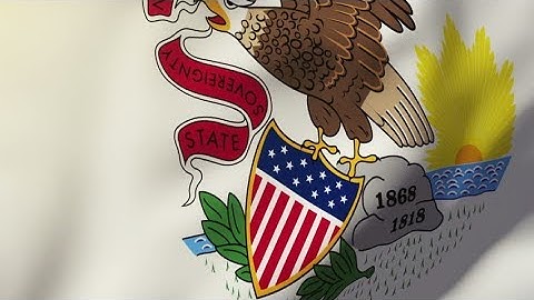 4K illinois flag waving in the wind. Looping sun rises style. Animation loop Stock video