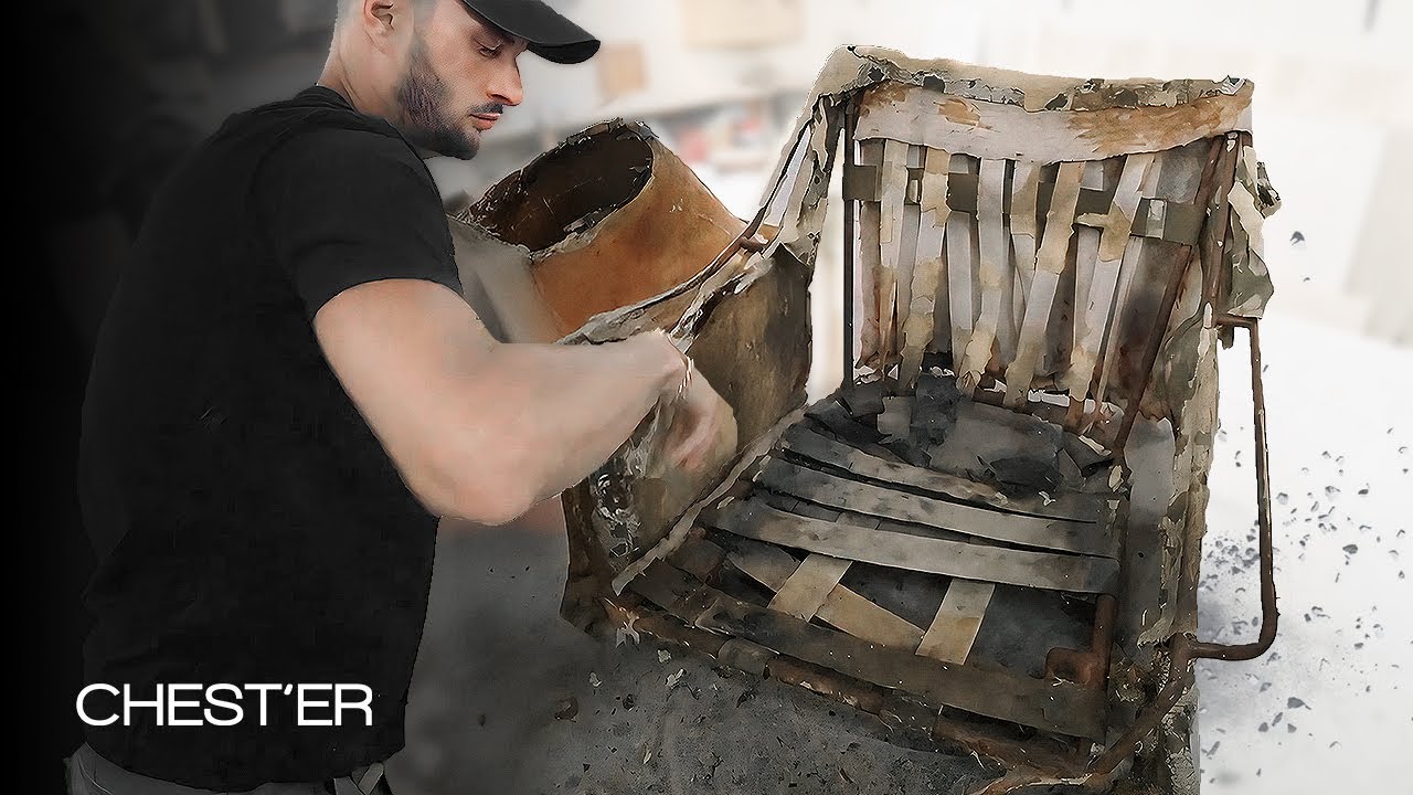 Реставрация - ремонт кожаного кресла CHEST'ER мебель