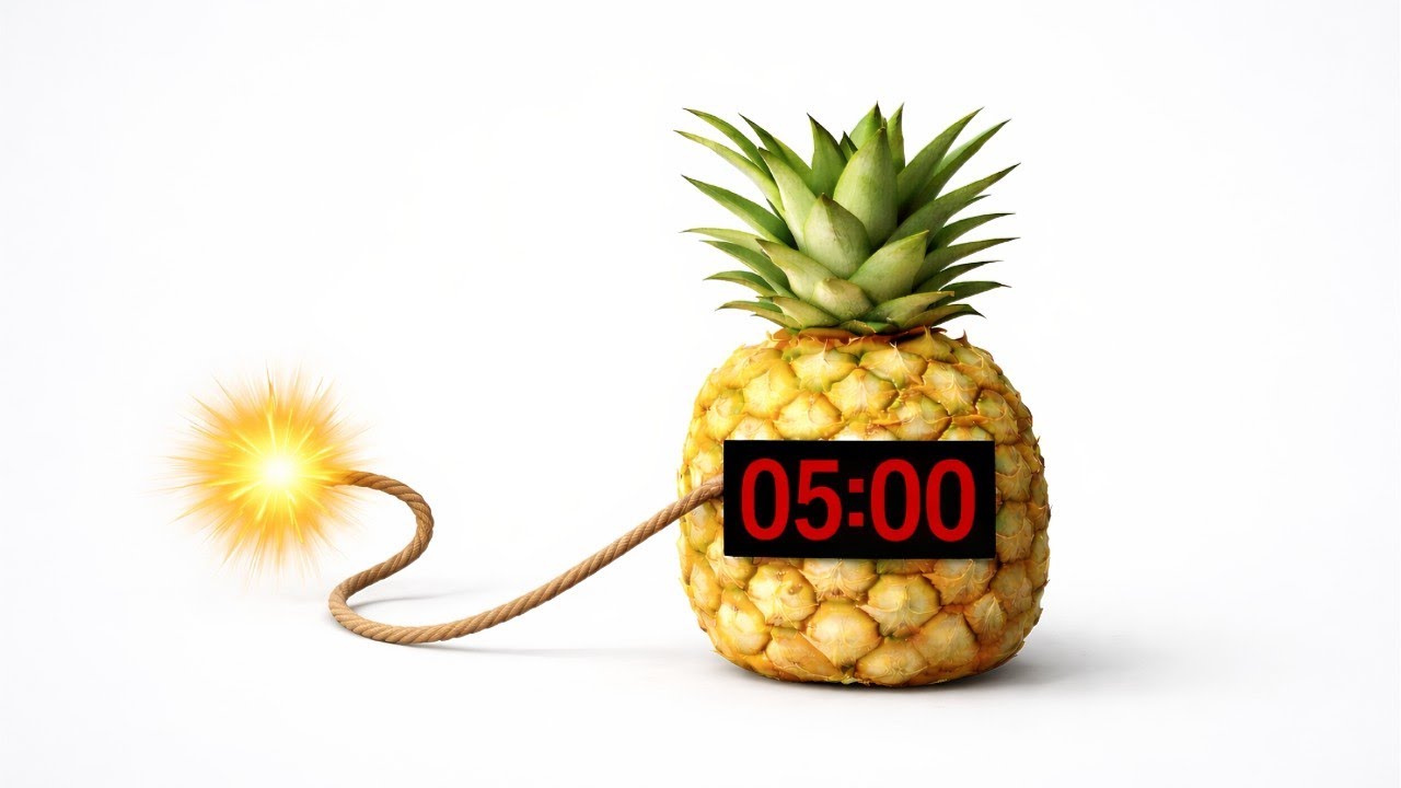 5 Minute Timer Bomb 💣 PINEAPPLE 🍍 with Funny Music & Giant Explosion