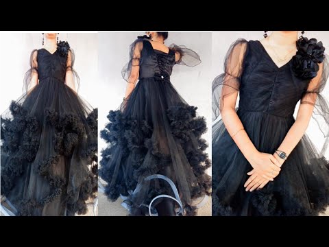 12 to 13 Years Girls Designer Partywear Long Net Frock Cutting And Stitching  In A Very Simple Method - YouTube