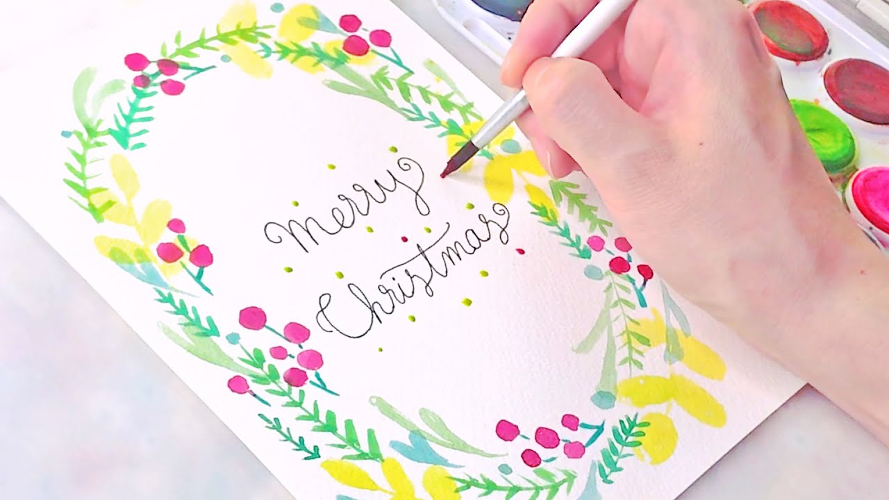 How to Paint a Loose Christmas wreath | 🎄Easy Watercolor Holiday Cards ...