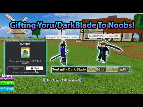 Gifting DRAGON FRUIT or YORU to NOOBS on Blox Fruits, Roblox