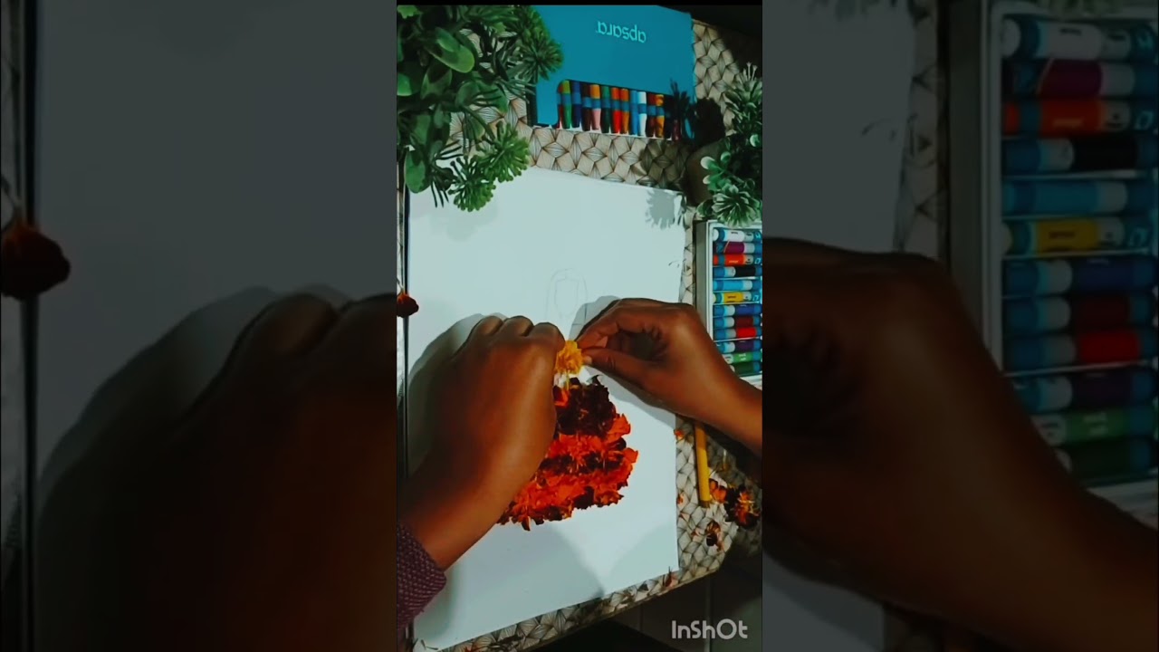 Beautiful Doll Drawing 🌸 | Best Out of Waste Art with Flowers & Pencil Waste