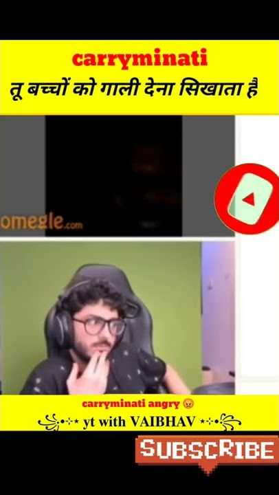 Carryminati with Omegle chat live stream // Carryminati तू बच्चों को गाली सिखाता है // carry angry 😡