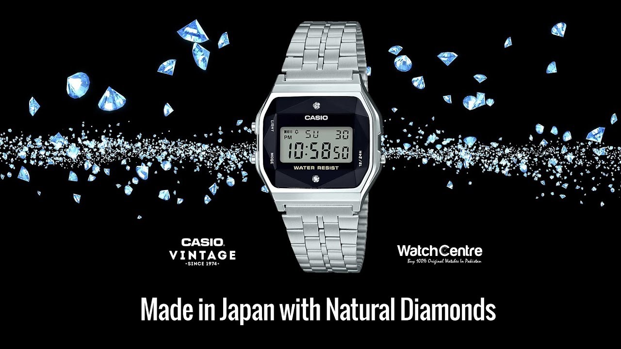 James Dyson mistænksom pels Casio A159WAD-1AV Vintage Silver Watch Natural Diamonds Review & Setting -  YouTube