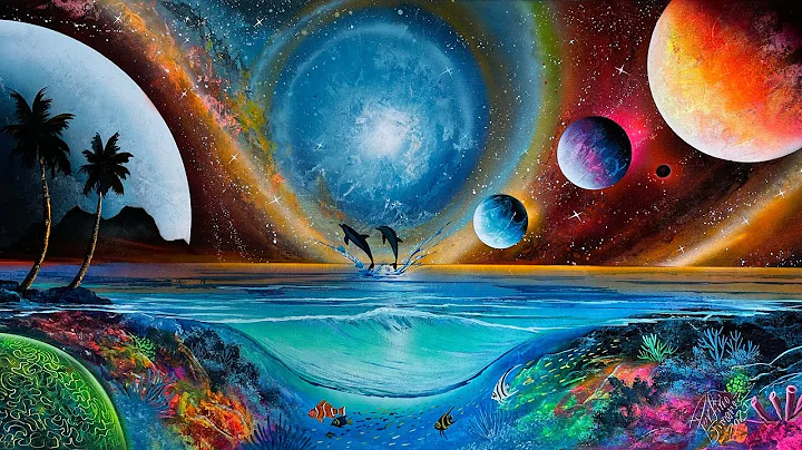 Space universe,ocean coral reef spray painting