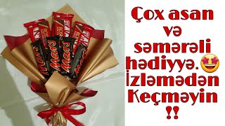 Şokolad buketi hazırlanması / Şokoladlardan hər kəsin sevdiyi maraqlı hədiyyə😍/DIY Chocolate bouquet