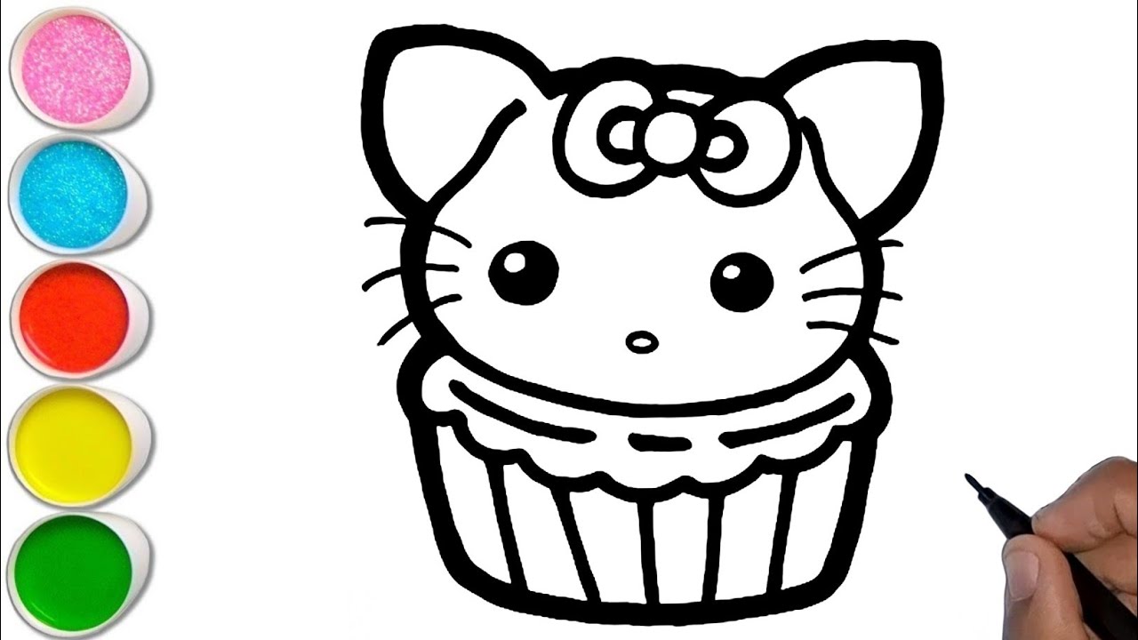 Hello Kitty Cake Drawing, Painting & Coloring for Kids and Toddlers ...