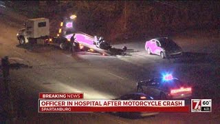 Officer in hospital after motorcycle crash