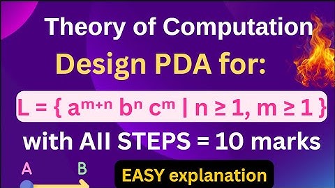 Pushdown Automata Engineering sem 4 Theory of Computation L = {aᵐ⁺ⁿ bⁿ cᵐ | n ≥ 1, m ≥ 1} a(m+n)bncm