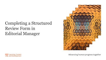 Completing a Structured Review Form in Editorial Manager