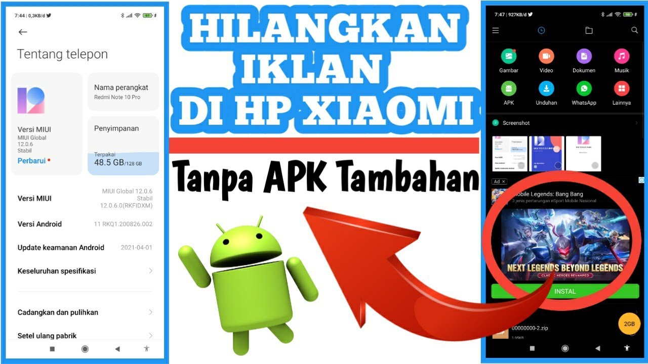 CARA MENGHILANGKAN IKLAN DI HP XIAOMI MIUI 12 TERBARU || CARA HAPUS