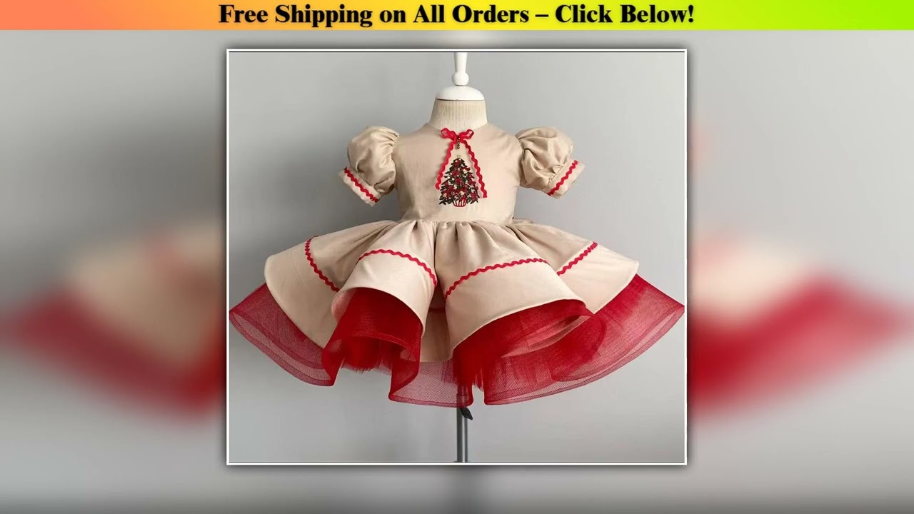 Baby Girl  Autumn Embroidery Elegant Vintage Princess Khaki Dress for Christmas Casual Party