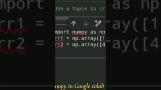 use tuple to create Numpy array #coding  #python #pythonanddjangofullstackwebdeveloper #programming