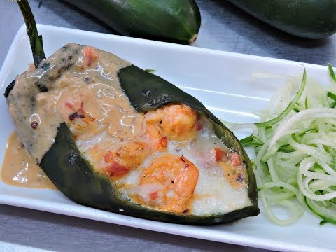 Chiles rellenos de camarones al gratin para San Valentín.- RecetasdeLuzMa