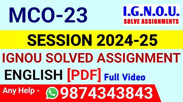 MCO 23 Solved Assignment 2024-25 English, MCO 23 Solved Assignment 24-25, MCO-23 Assignment