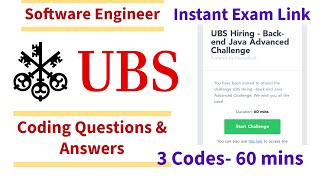 UBS New Set of Coding Answers 🥰 | Live Assessment |Software Engineer | Instant Exam Link