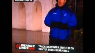 Jim Cantore Knees a Frat Boy Live on the Weather Channel