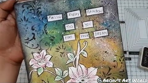 Mixed media Art journal page || Stencil Art || Rainbow colors || #artsysecondsunday