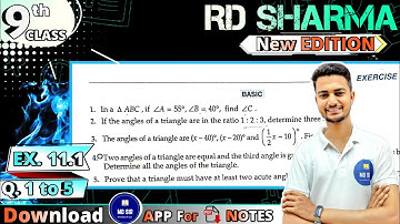 Ex 11.1 Q1 to Q5 | RD Sharma Class 9 | Chapter 11 Triangle and its Angles | CBSE | MD Sir 9