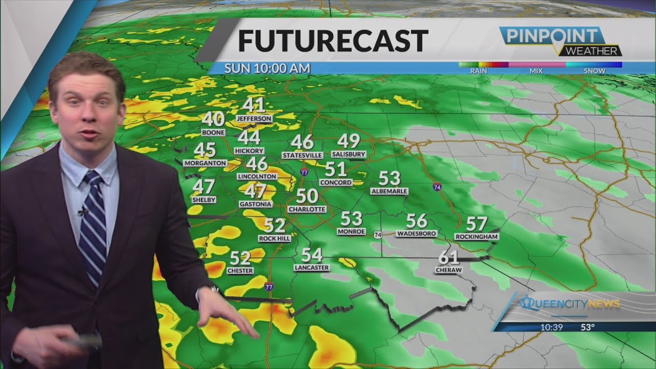 Rainy Sunday expected in Carolinas ahead of much warmer week - YouTube