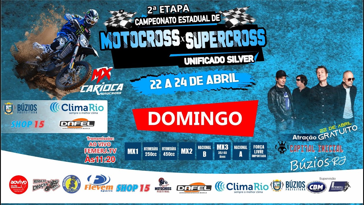 Cronograma de treinos e corridas Motocross e Supercross categorias