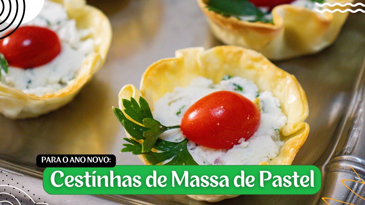 Cestinhas Recheadas de Massa de Pastel - Receita Vegana para Festas - Entradas e Petiscos