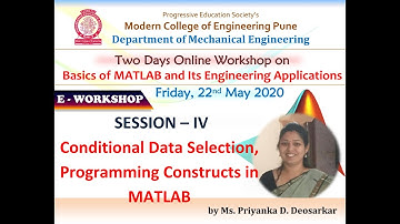 Session IV - Conditional Data Selection, Programming Constructs in MATLAB