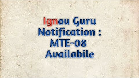 Ignou Guru | MTE-08 |  Assignment 2018-2019 |