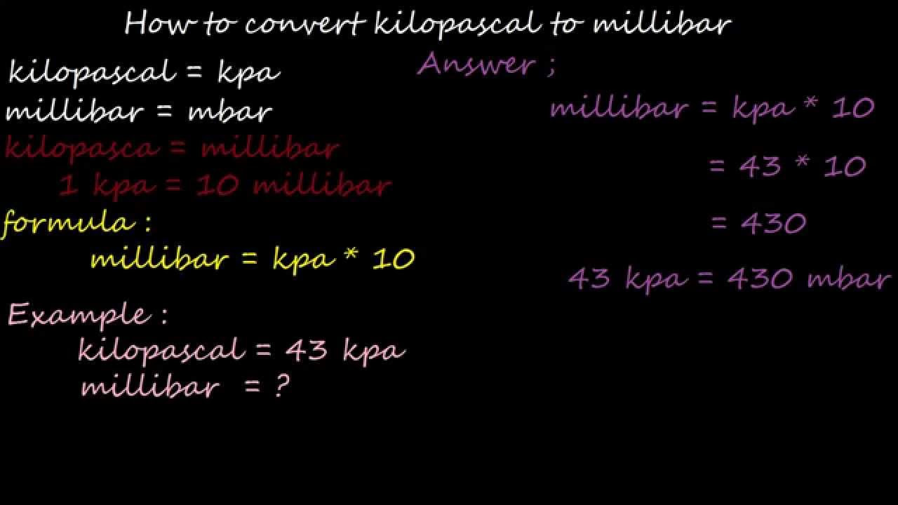 how to kilopascal kpa to millibar - pressure converter