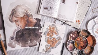 gouache portrait & flower painting, drawing sticker sheets☕moments in the studio | ep. 57