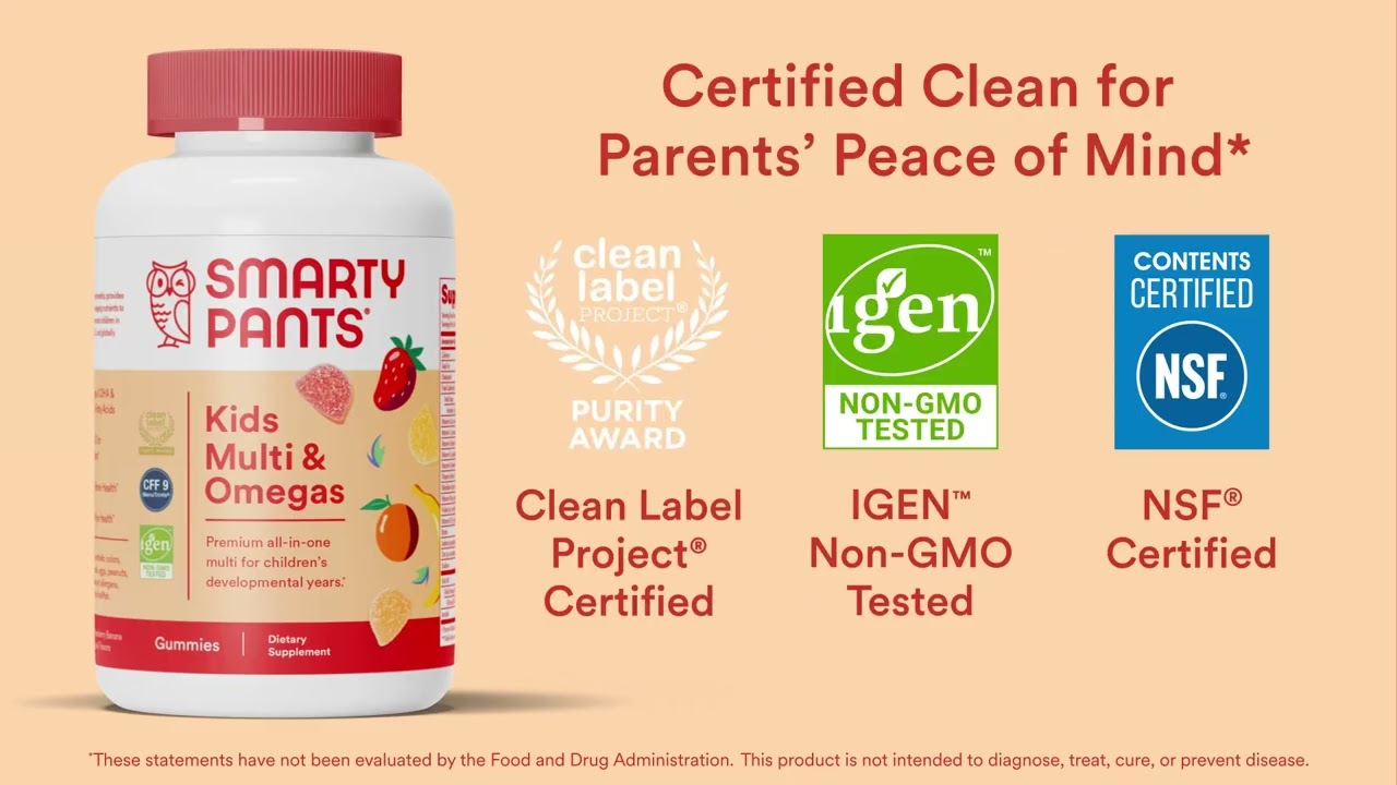 SmartyPants Kids Multivitamin Gummies: Omega 3 Fish Oil (EPA/DHA), Vitamin D3, C, Vitamin B12, B6, A
