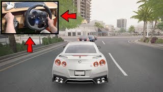 Forza Horizon 3 Driving Nissan GT-R (Steering Wheel + Shifter) No HUD Gameplay