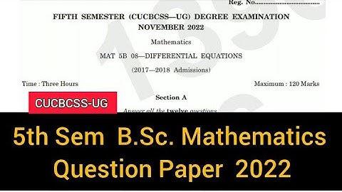 DIFFERENTIAL EQUATIONS         |       5th sem    B.Sc. Mathematics     Question paper 2022 #calicut