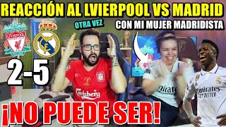 HINCHA del BARÇA REACCIONA al LIVERPOOL 2-5 MADRID con mi MUJER MADRIDISTA ¡OTRA VEZ NO! INCREÍBLE