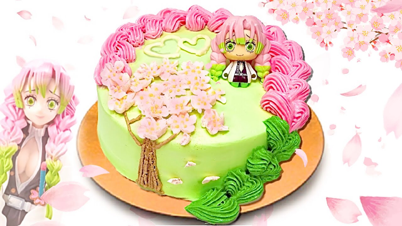 鬼滅の刃 蜜璃ちゃんの三つ編みケーキ 可愛いデコレーションで手作り アニメのフィギュアで再現料理 桜餅カラーのお菓子 キャラケーキの作り方 Demon Slayer Cake Diy Youtube