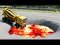 Cars vs Lava Giant Pit #1- BeamNG Drive.