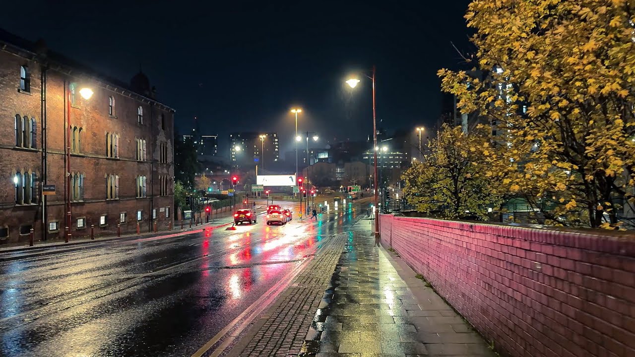 Leeds Rainy Night Walk [4K] Cinematic City Lights & Real Rain Ambience ...
