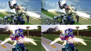 TF4: Optimus Prime vs Galvatron in Minecraft  Side by side comparation