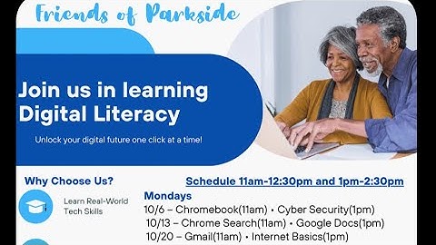 #FriendsOfParkside Join in learning—Digital Literacy—Unlock your digital future one click at a time!