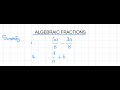 Algebraic Fractions