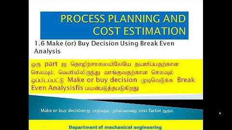 Make or buy decision using BEA.in tamil -1.2