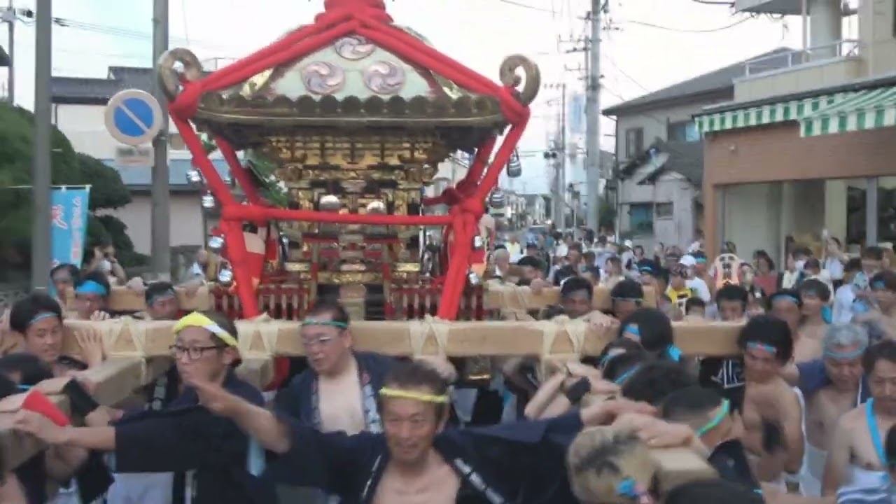令和5年 埼玉県久喜市＜栗橋・八坂神社＞巨大神輿【驚愕】みこし振り