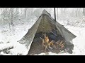 4 Days WINTER CAMPING in Blizzard With My Dog, Survival, Off Grid, Nature Movie, Snowstorm Bushcraft